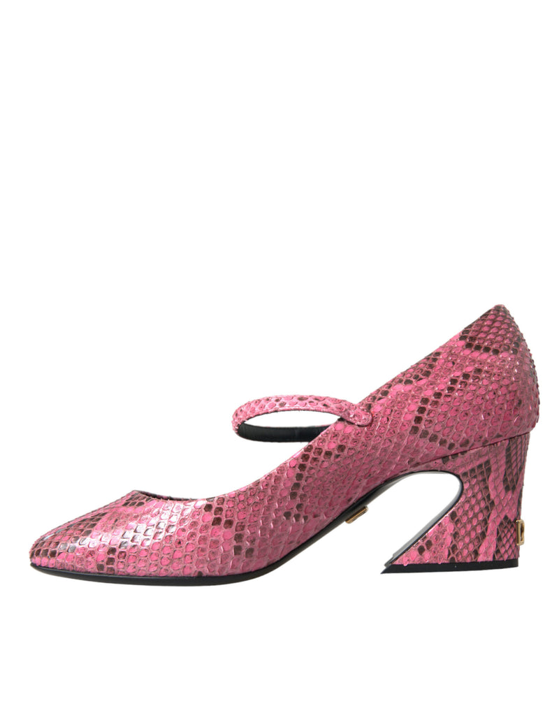 Dolce & Gabbana Pink Python Leather Mary Jane Heels