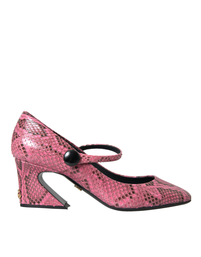 Dolce & Gabbana Pink Python Leather Mary Jane Heels