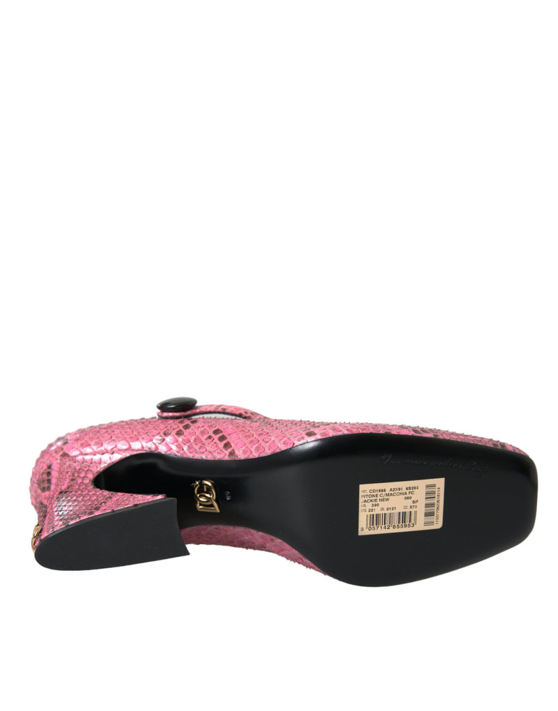 Dolce & Gabbana Pink Python Leather Mary Jane Heels