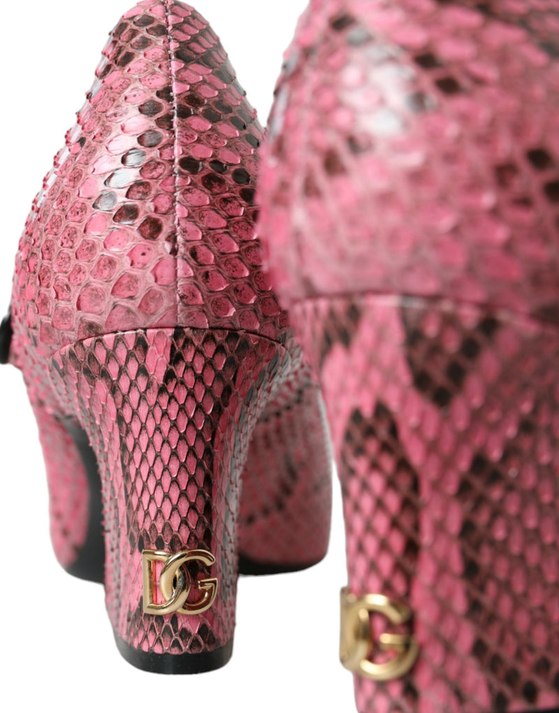 Dolce & Gabbana Pink Python Leather Mary Jane Heels