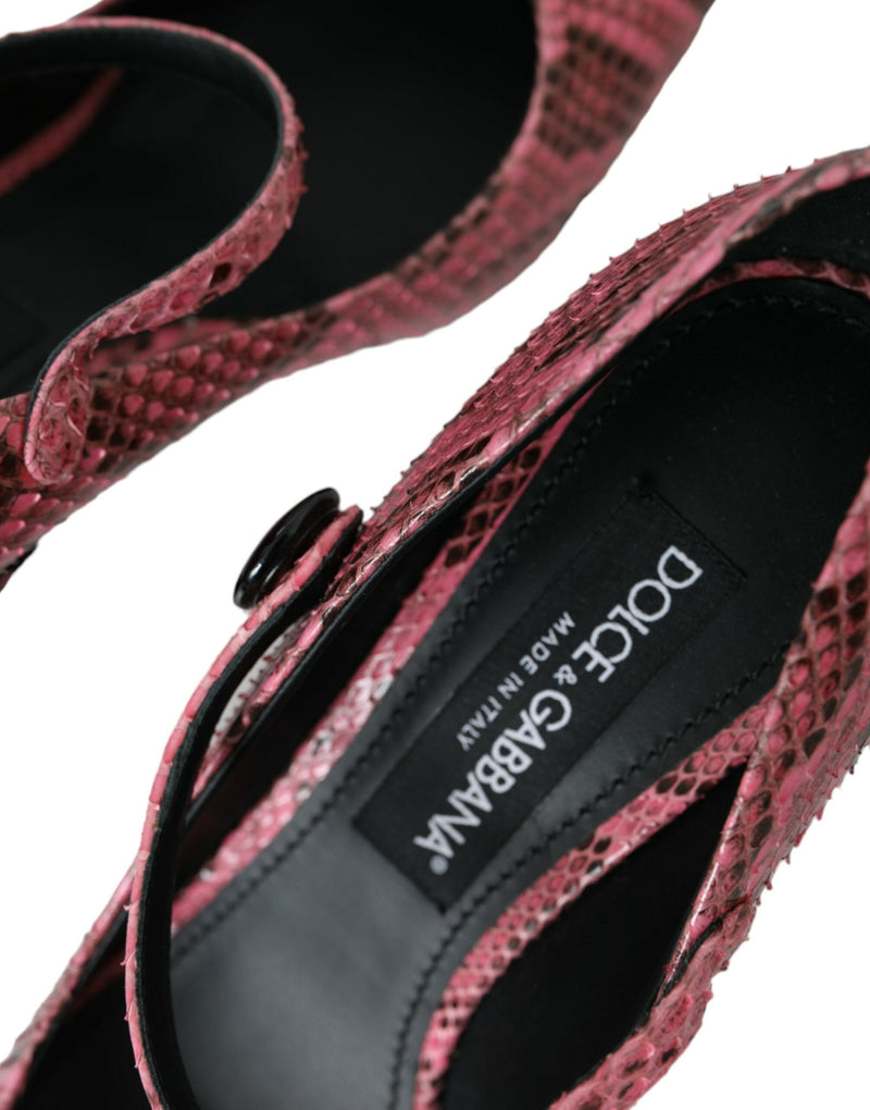 Dolce & Gabbana Pink Python Leather Mary Jane Heels
