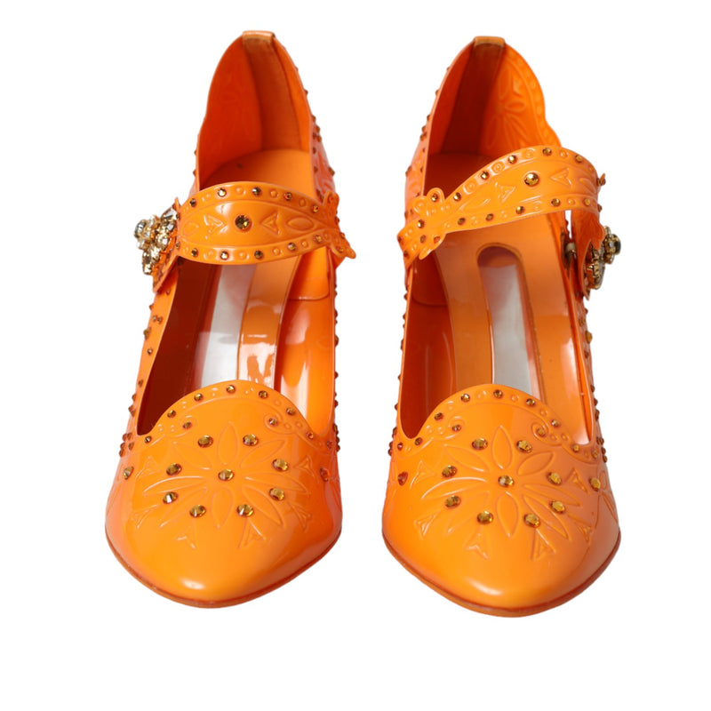 Dolce & Gabbana Cinderella Floral Crystal Pumps - Orange