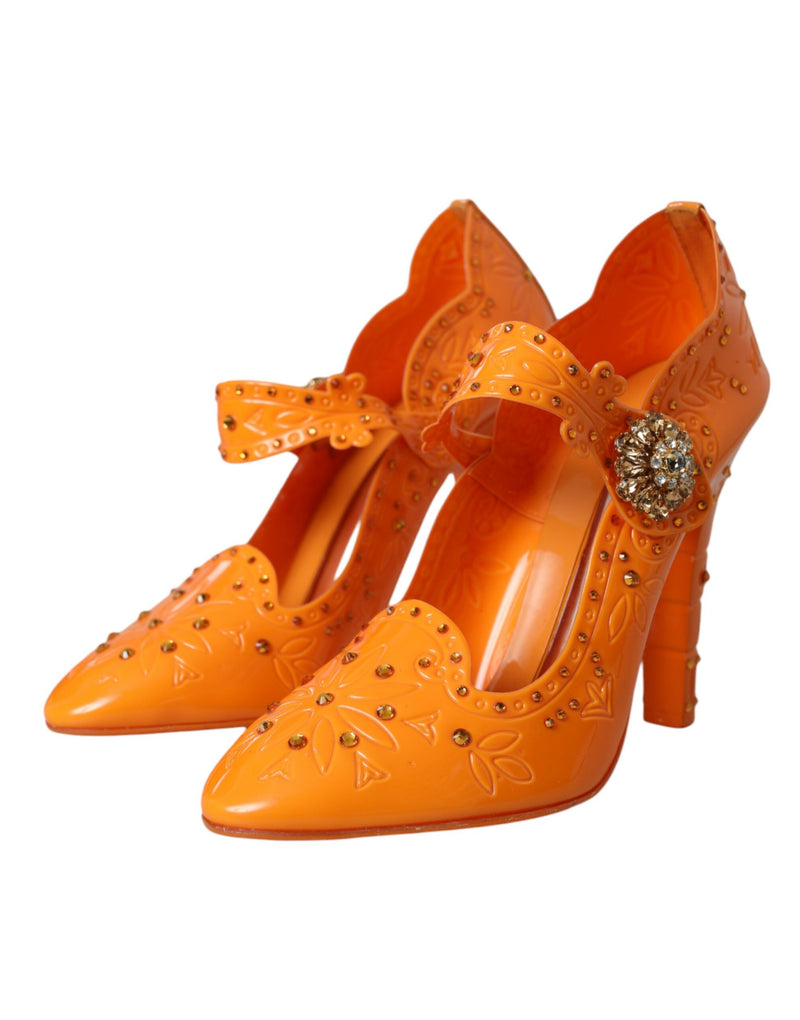 Dolce & Gabbana Cinderella Floral Crystal Pumps - Orange