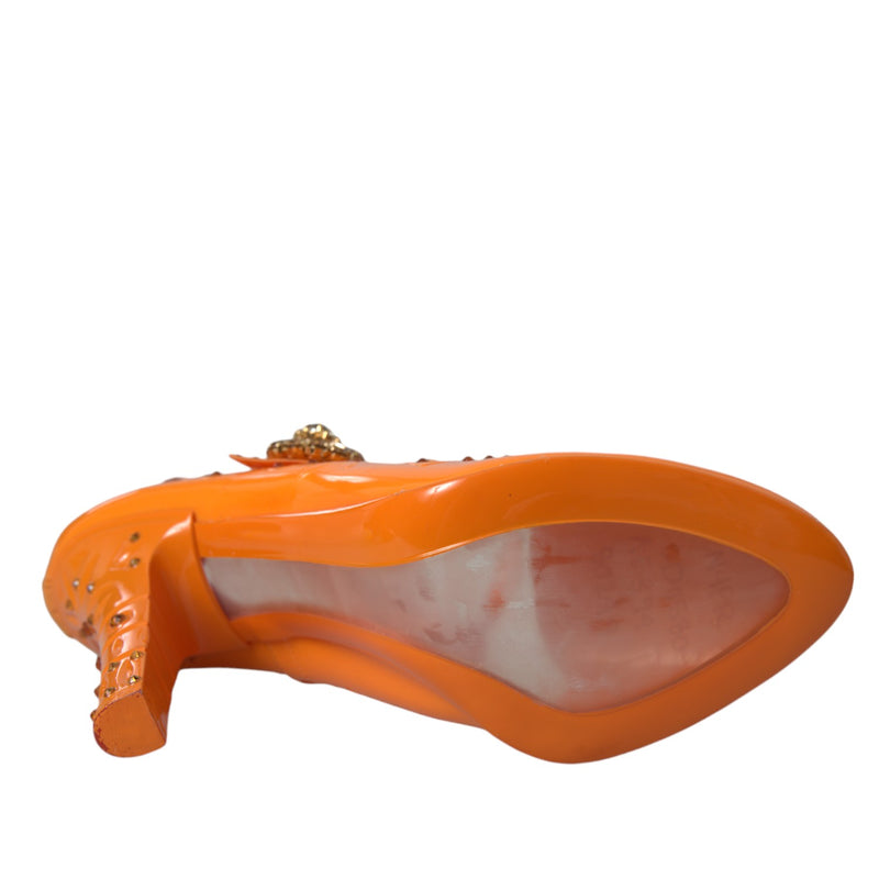 Dolce & Gabbana Cinderella Floral Crystal Pumps - Orange
