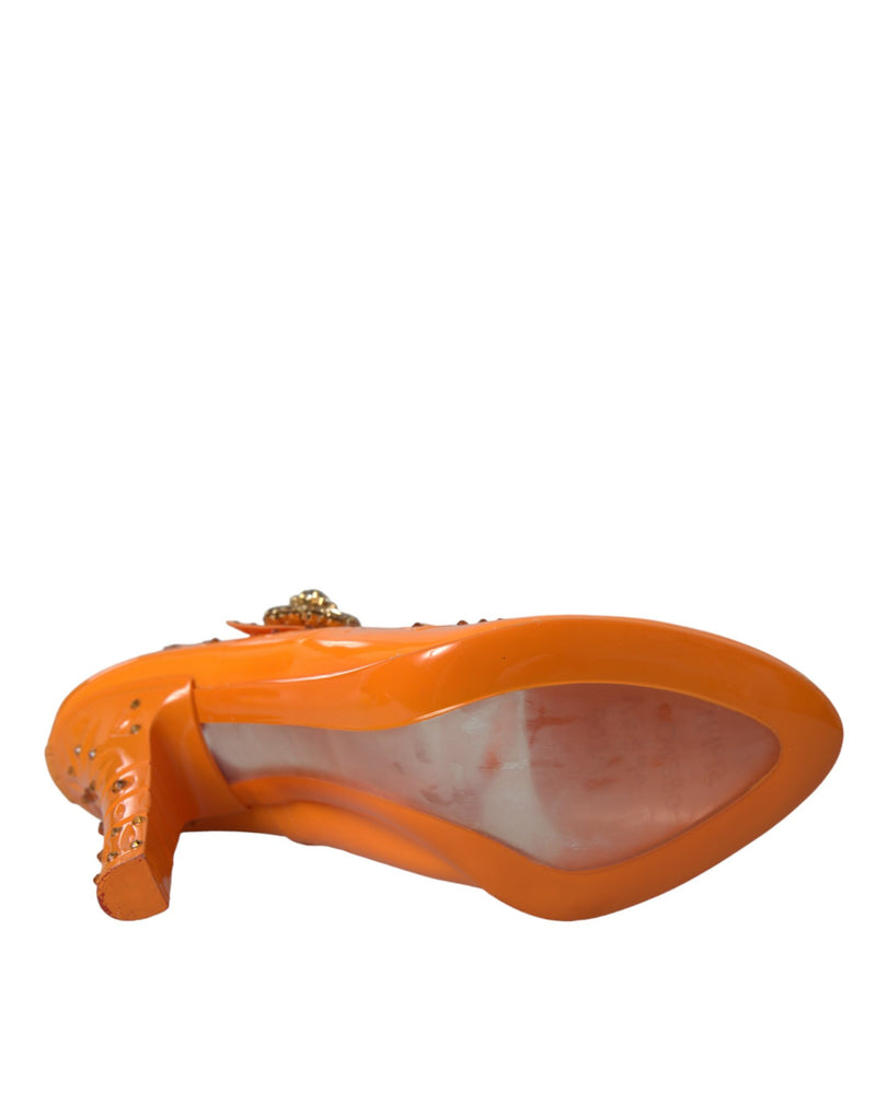 Dolce & Gabbana Cinderella Floral Crystal Pumps - Orange