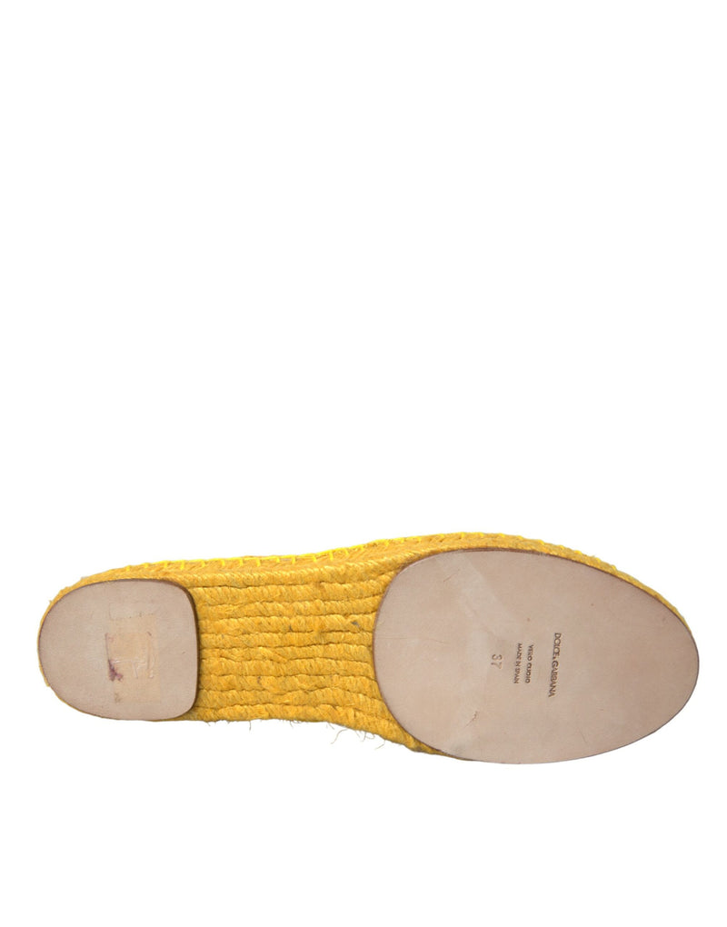 Dolce & Gabbana Yellow Taormina Lace Espadrille Loafers
