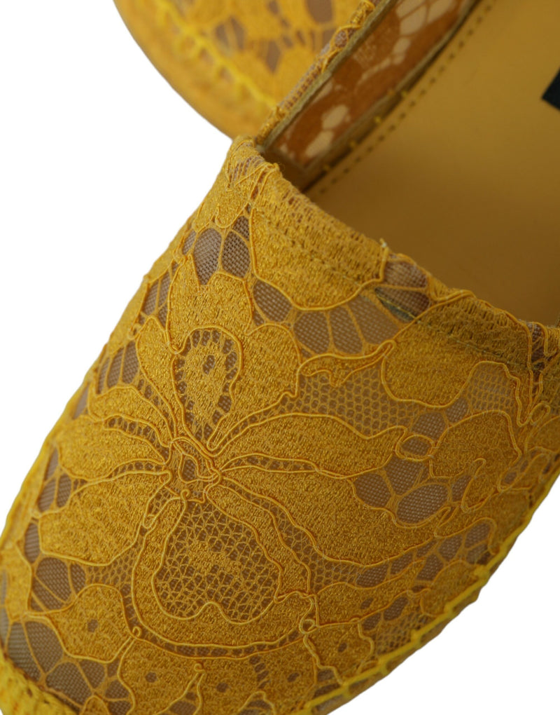 Dolce & Gabbana Yellow Taormina Lace Espadrille Loafers