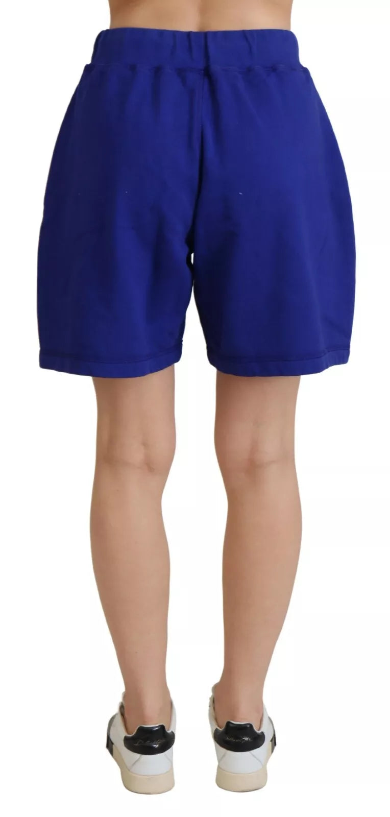 Shorts de survêtement en coton à taille haute Dsquared² avec logo bleu