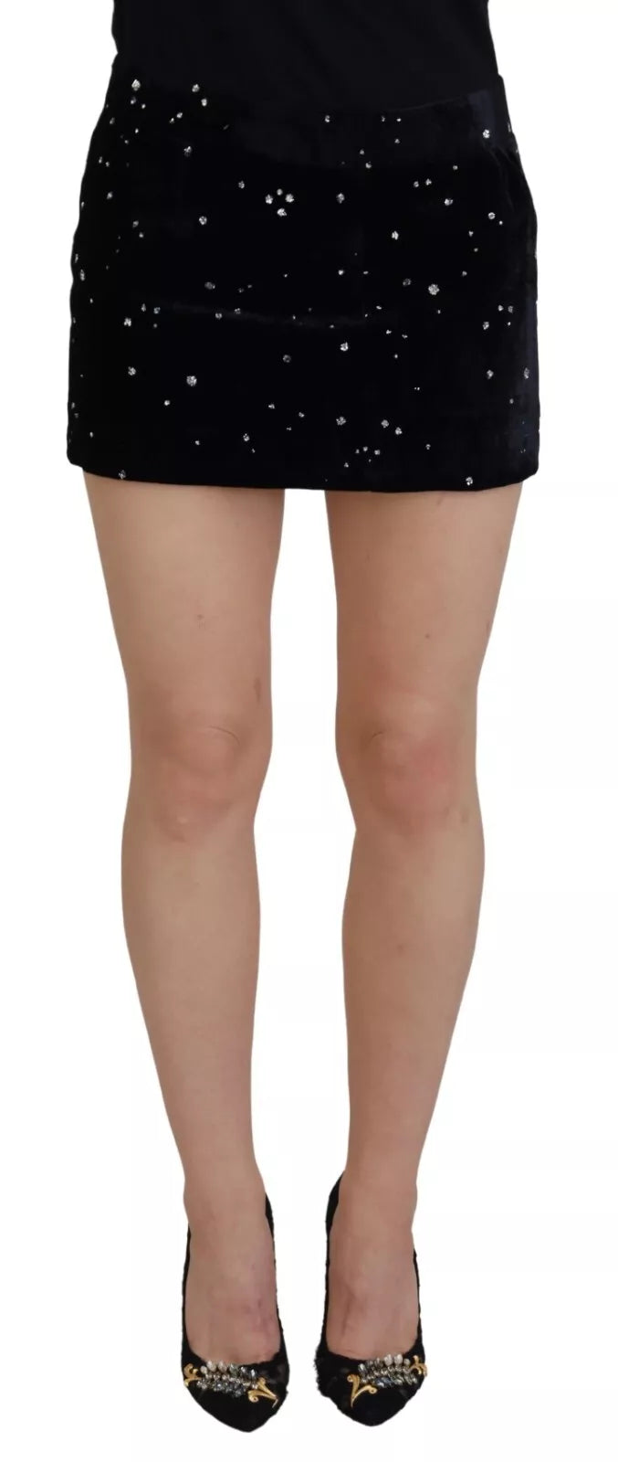Dsquared² Jupe Mini A-ligne Noir Embellie Taille Mi-haute