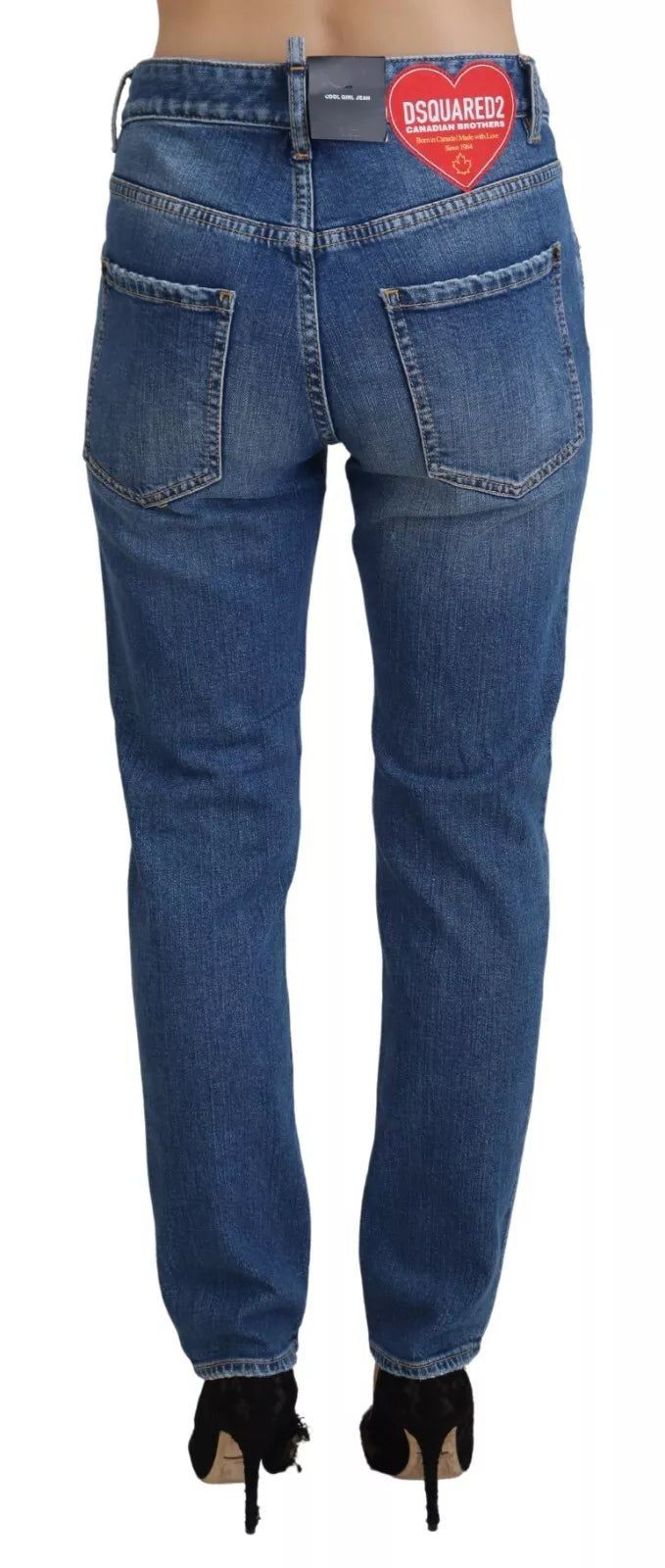 Jeans en jean taille mi-hauteur, bleu délavé, Cool Girl de Dsquared²