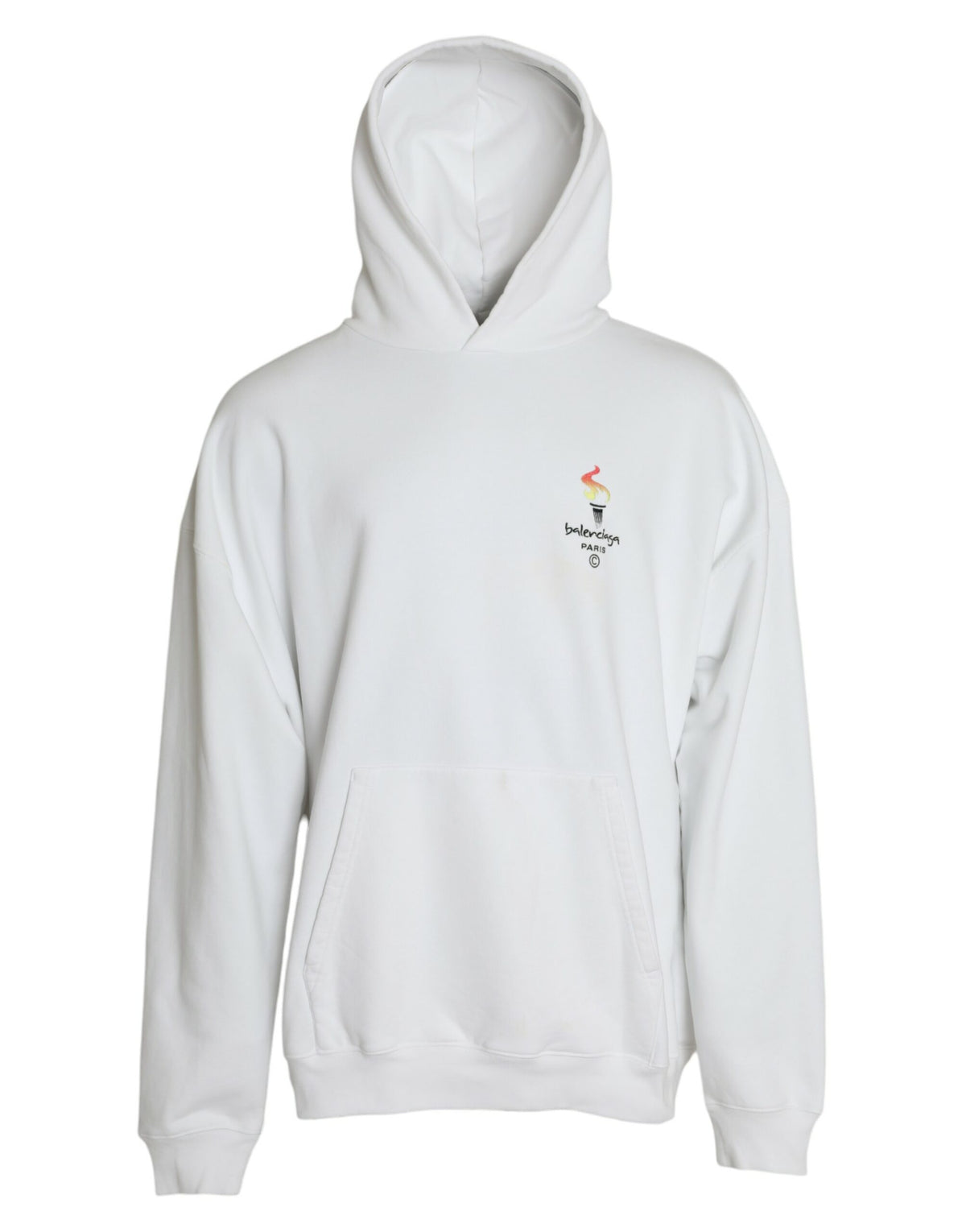 Pull à capuche en coton blanc avec logo Balenciaga