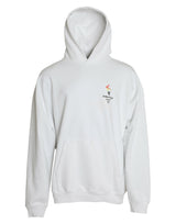 Pull à capuche en coton blanc avec logo Balenciaga
