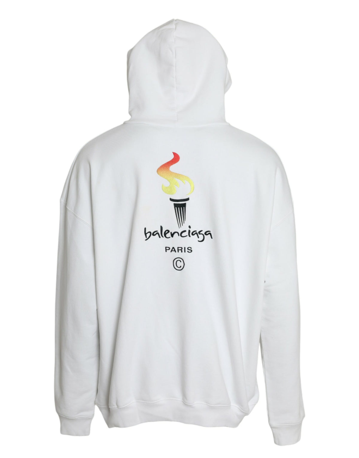 Pull à capuche en coton blanc avec logo Balenciaga