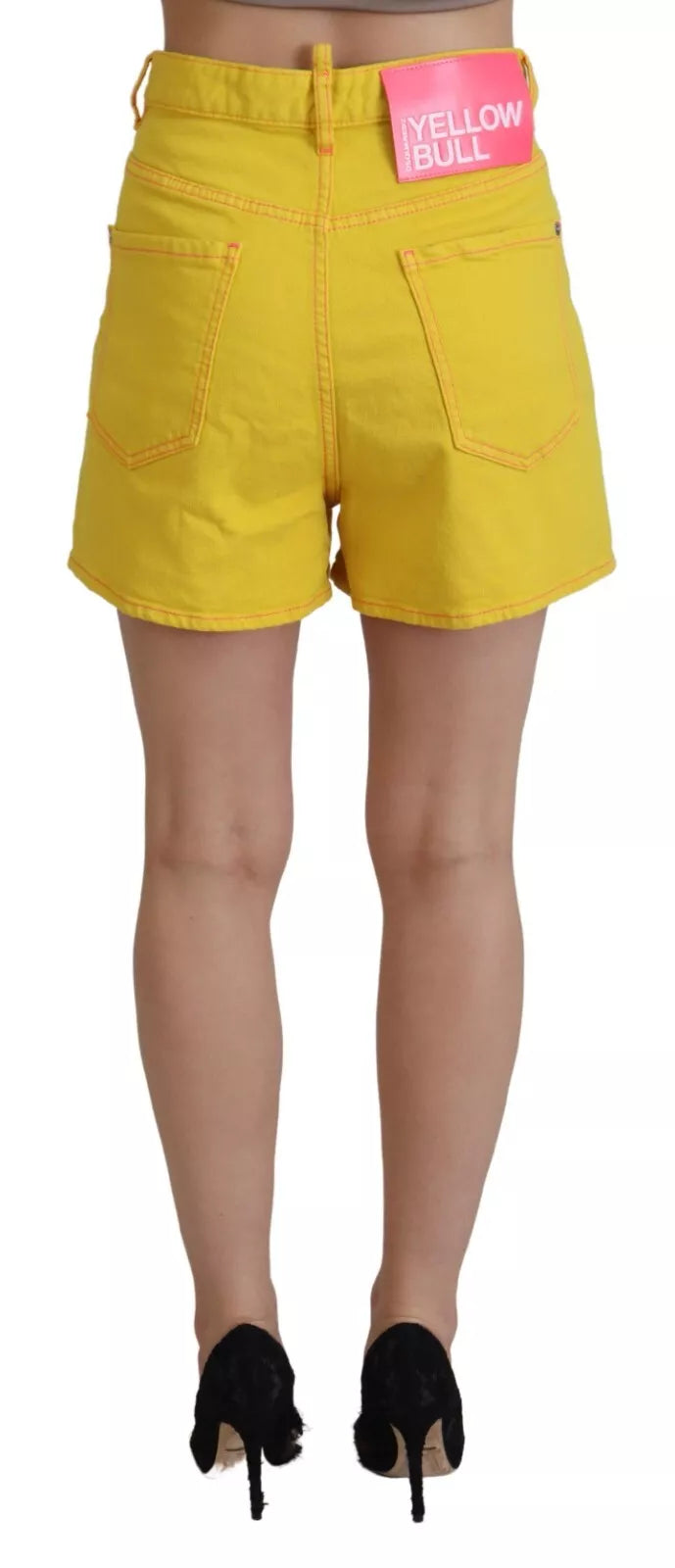 Dsquared² Yellow High Waist Baggy Women Hotpants Shorts