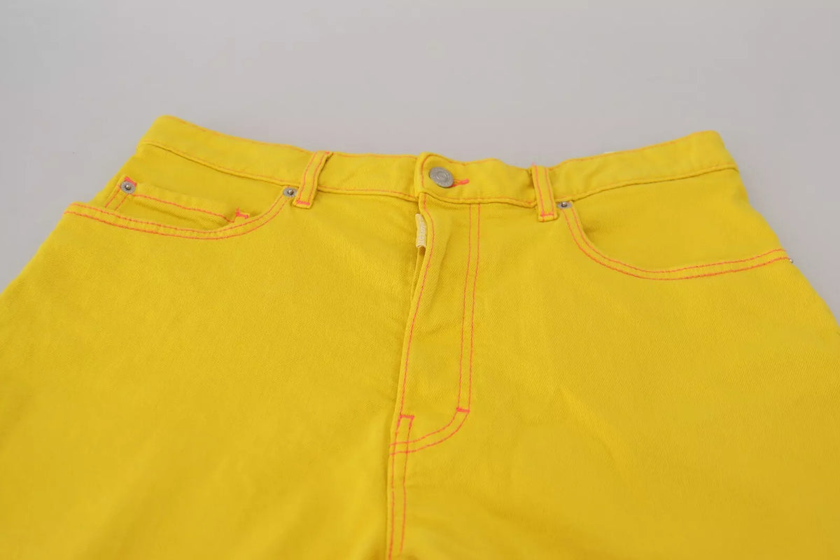 Dsquared² Yellow High Waist Baggy Women Hotpants Shorts
