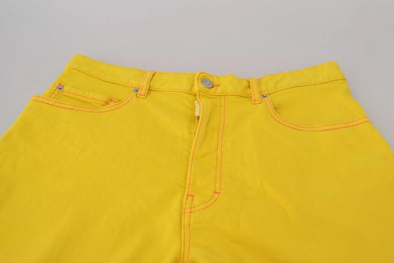 Dsquared² Yellow High Waist Baggy Women Hotpants Shorts