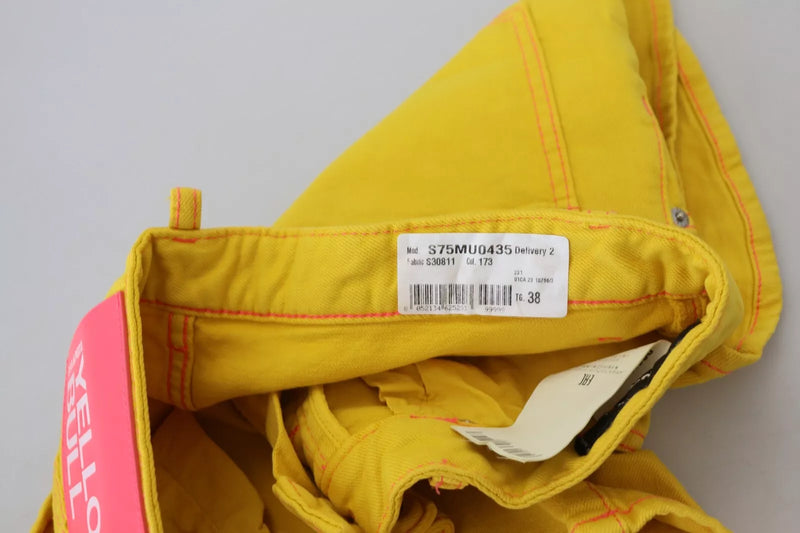 Dsquared² Yellow High Waist Baggy Women Hotpants Shorts