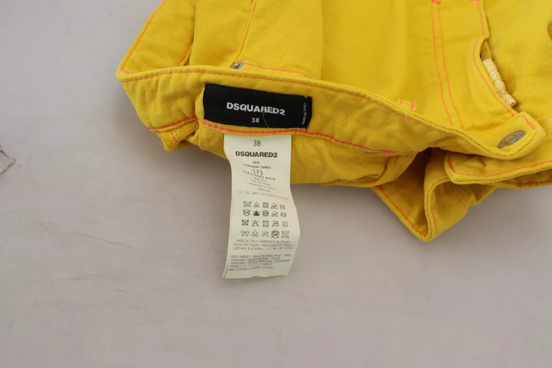 Dsquared² Yellow High Waist Baggy Women Hotpants Shorts
