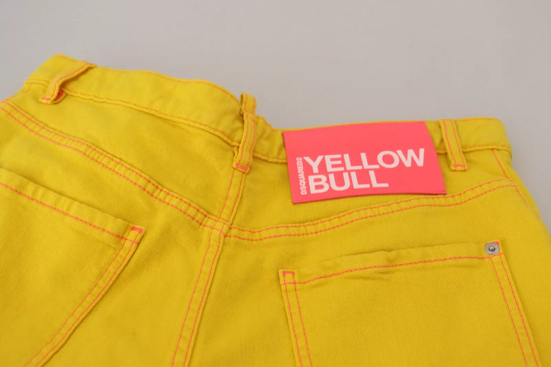 Dsquared² Yellow High Waist Baggy Women Hotpants Shorts