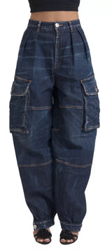 Dsquared² Jeans Baggy Cargo Taille Haute Bleus