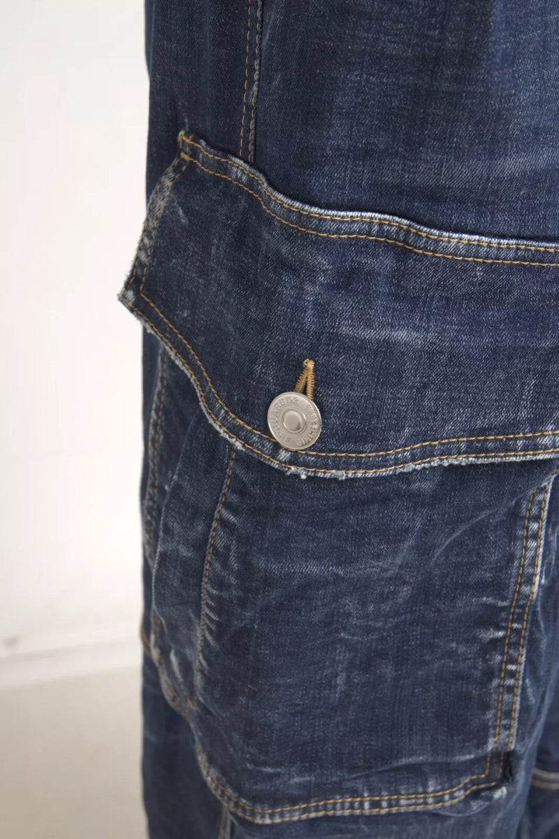 Dsquared² Jeans Baggy Cargo Taille Haute Bleus
