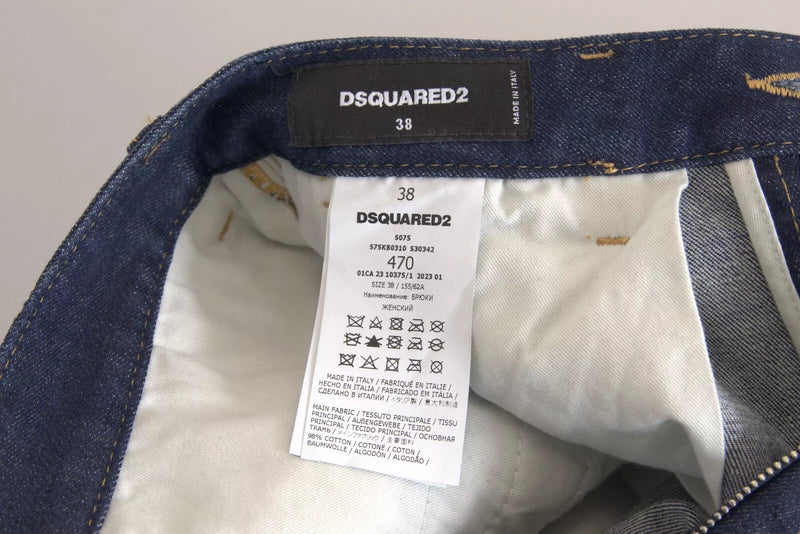 Dsquared² Jeans Baggy Cargo Taille Haute Bleus
