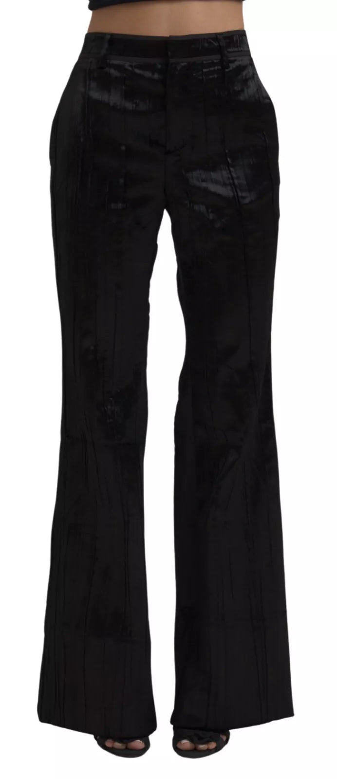 Pantalon Super Flare Taille Haute Noir en Viscose Dsquared²