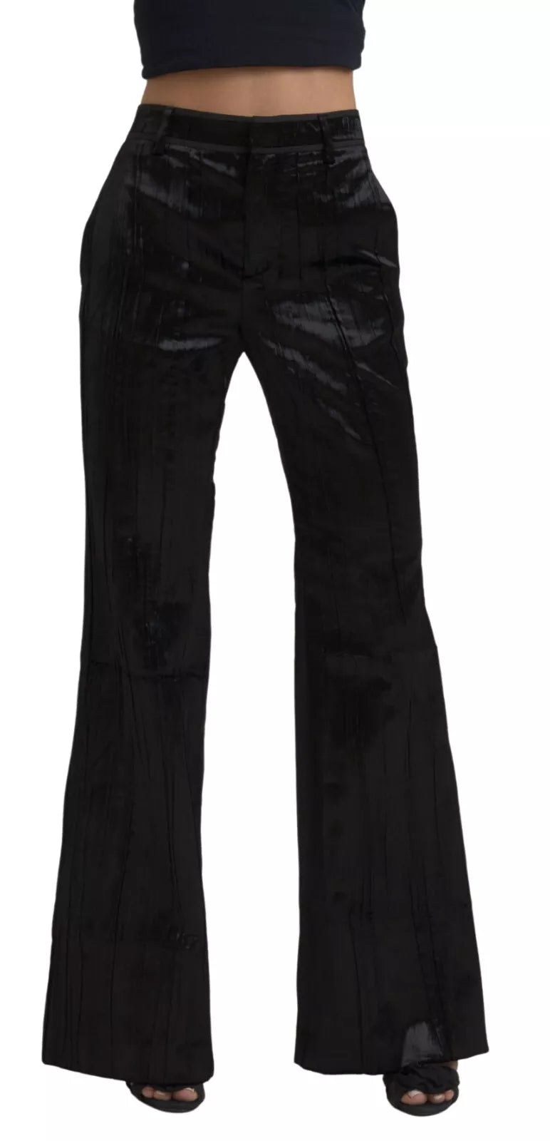 Pantalon Super Flare Taille Haute Noir en Viscose Dsquared²