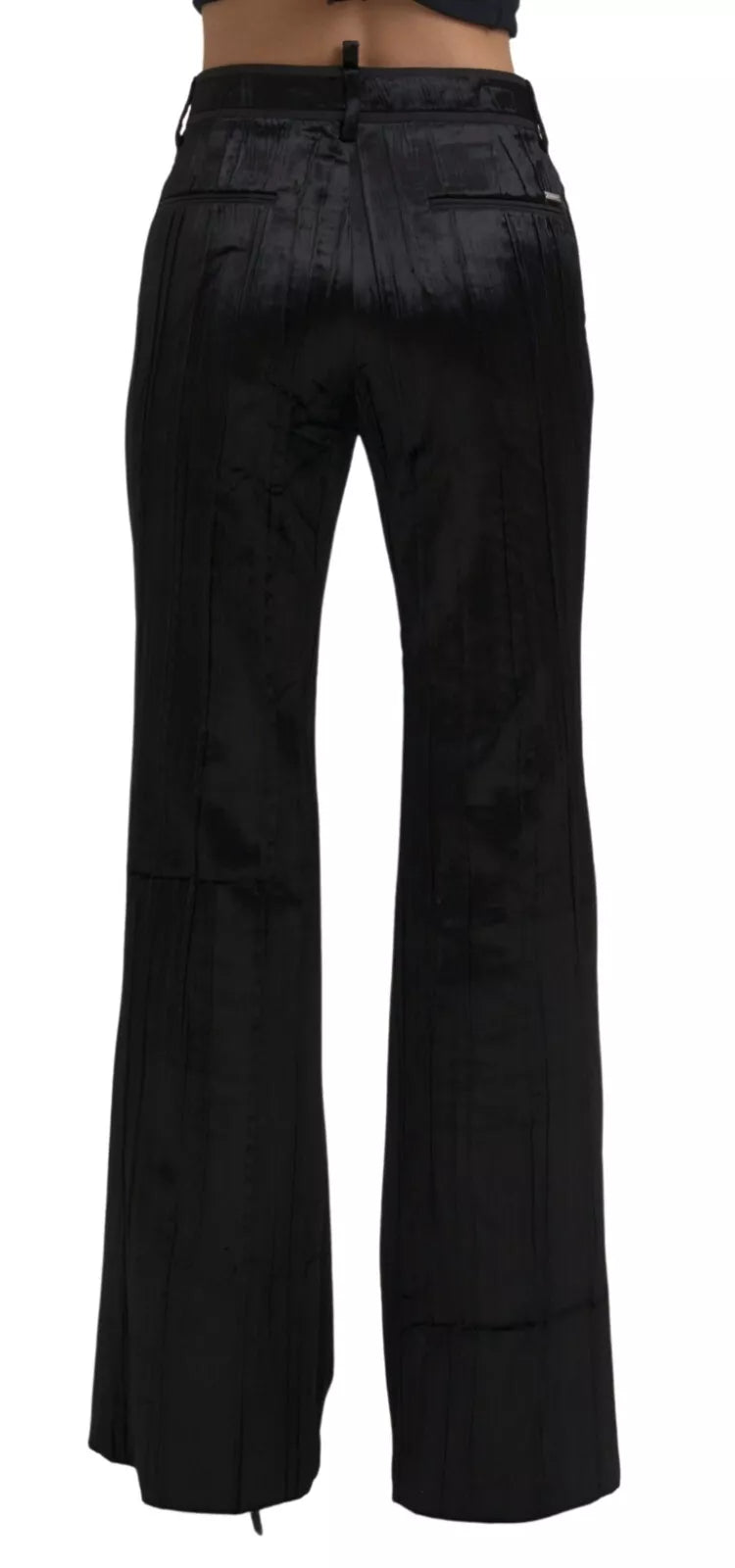 Pantalon Super Flare Taille Haute Noir en Viscose Dsquared²