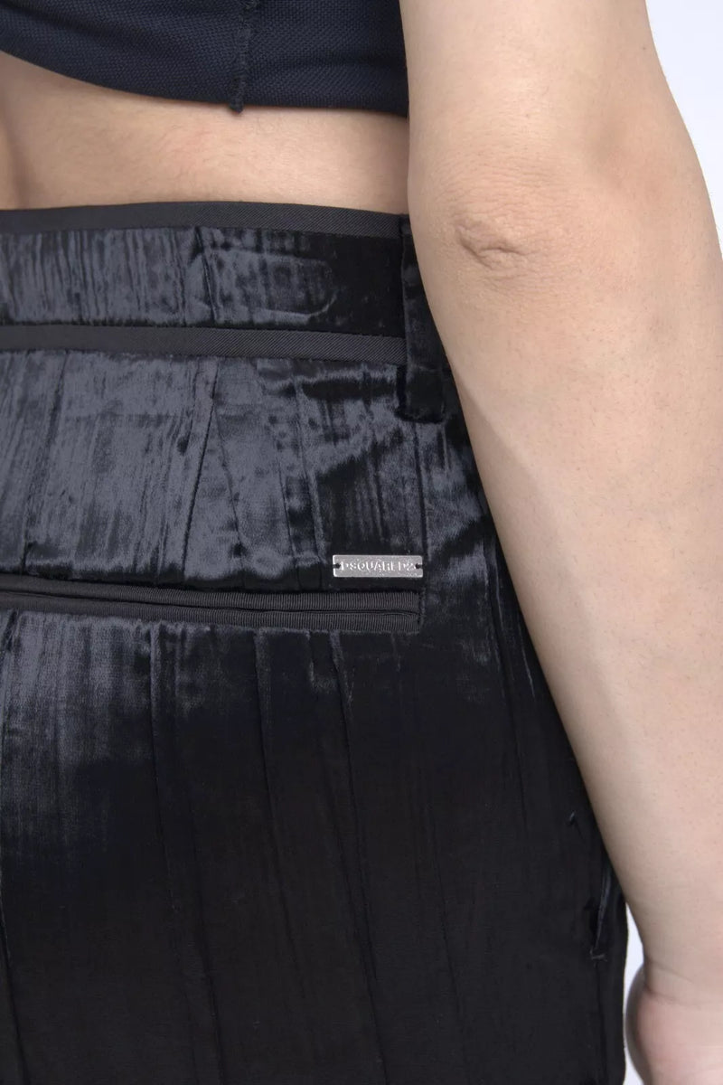 Pantalon Super Flare Taille Haute Noir en Viscose Dsquared²
