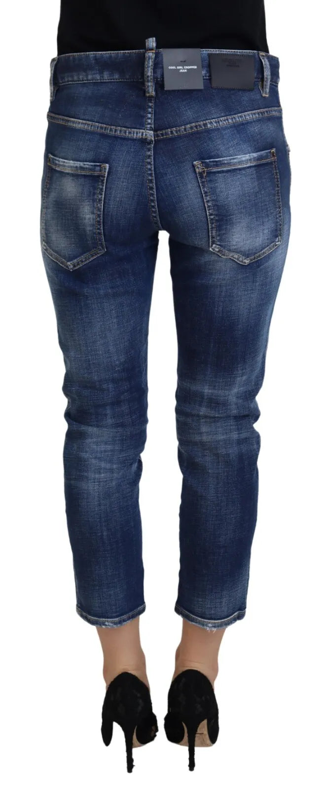 Dsquared² Blue Cotton Mid Waist Cropped Denim Jeans