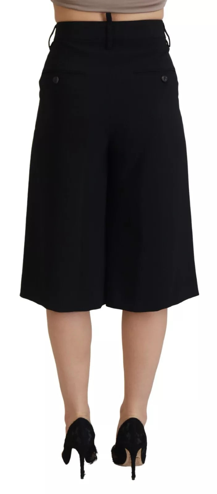 Dsquared² Pantalon Cropped Noir Taille Haute à Jambes Larges