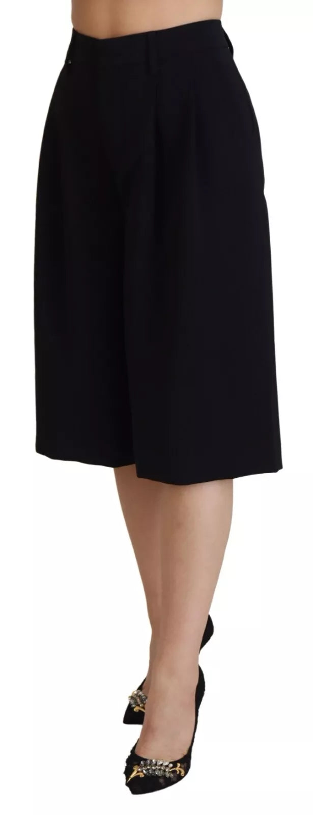 Dsquared² Pantalon Cropped Noir Taille Haute à Jambes Larges