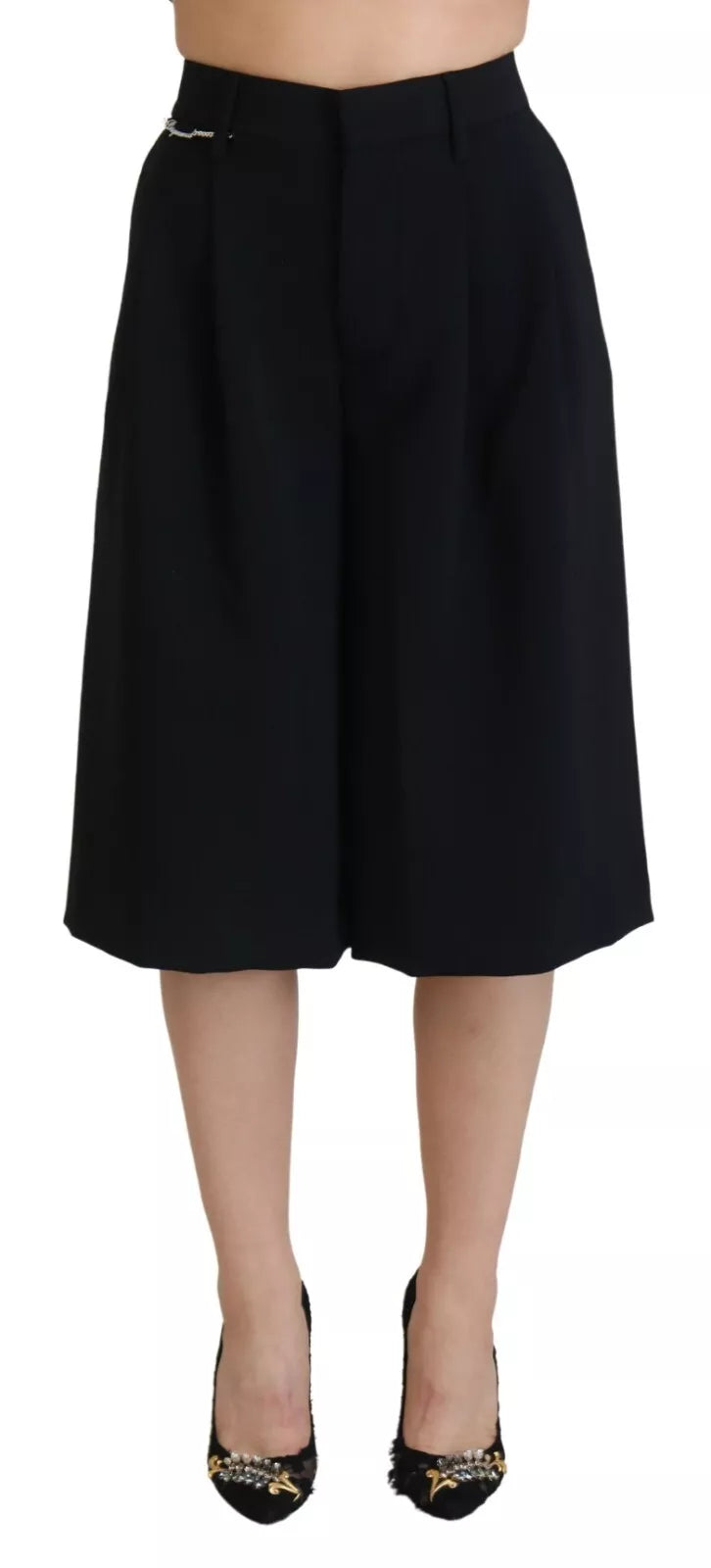 Dsquared² Pantalon Cropped Noir Taille Haute à Jambes Larges