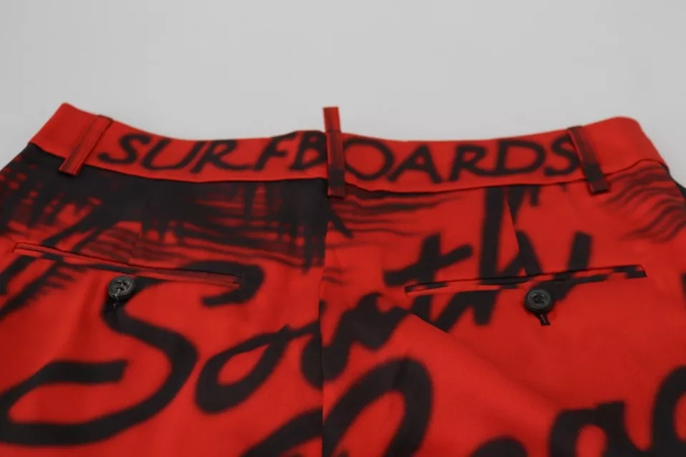 Pantalon Cropped Rouge Imprimé Taille Haute Dsquared²