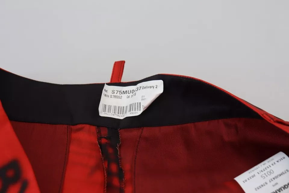 Pantalon Cropped Rouge Imprimé Taille Haute Dsquared²