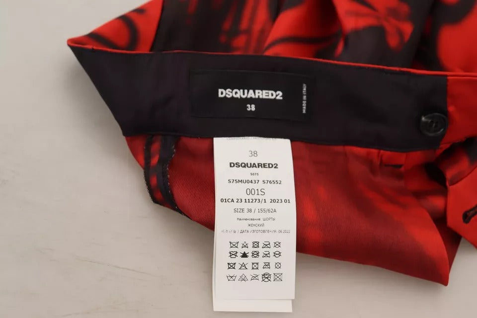 Pantalon Cropped Rouge Imprimé Taille Haute Dsquared²