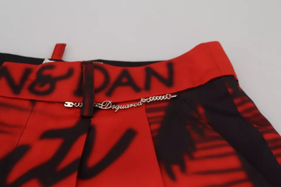 Pantalon Cropped Rouge Imprimé Taille Haute Dsquared²