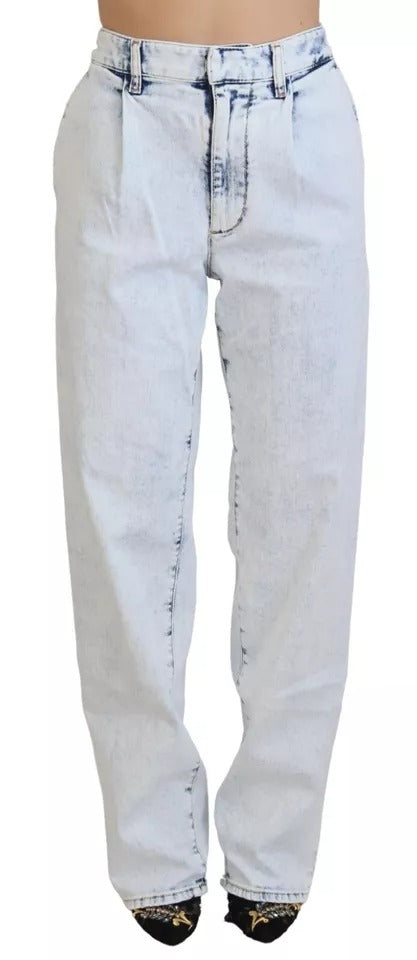 Dsquared² Light Blue High Waist Straight Denim Jeans
