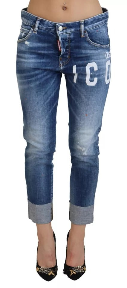 Dsquared² Blue Icon Low Waist Cropped Denim Jeans