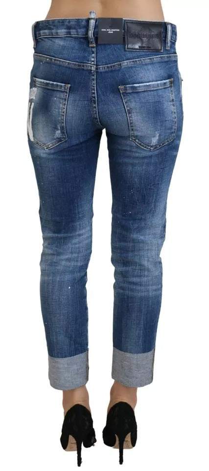 Dsquared² Blue Icon Low Waist Cropped Denim Jeans