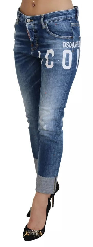 Dsquared² Blue Icon Low Waist Cropped Denim Jeans