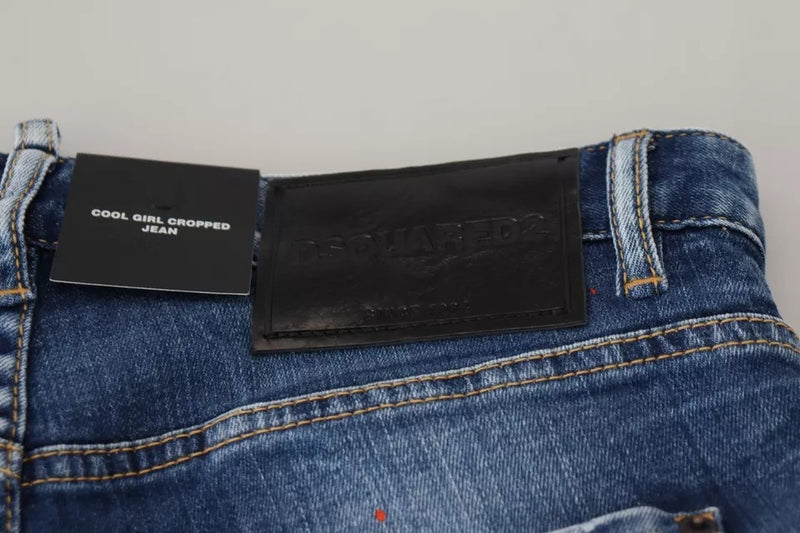 Dsquared² Blue Icon Low Waist Cropped Denim Jeans