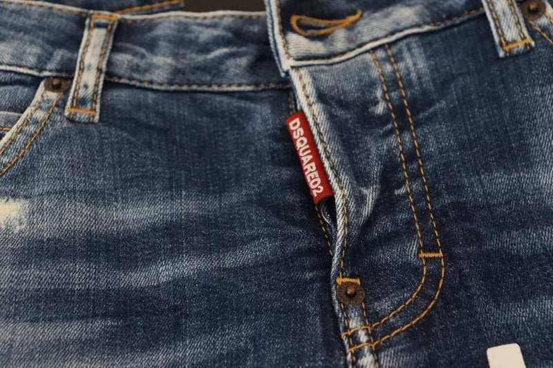 Dsquared² Blue Icon Low Waist Cropped Denim Jeans