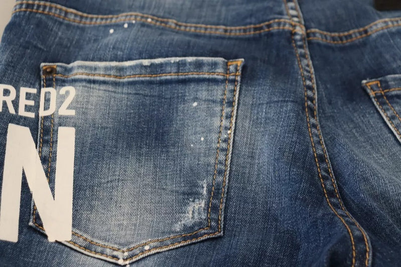 Dsquared² Blue Icon Low Waist Cropped Denim Jeans