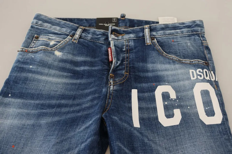 Dsquared² Blue Icon Low Waist Cropped Denim Jeans