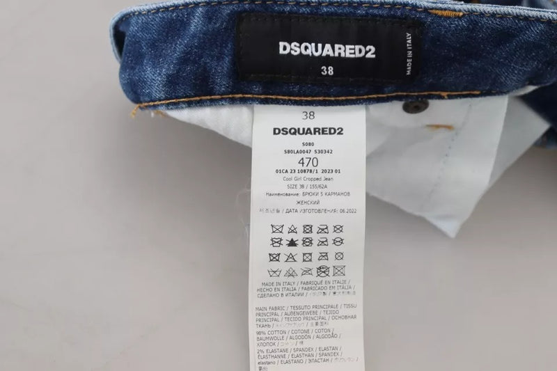 Dsquared² Blue Icon Low Waist Cropped Denim Jeans