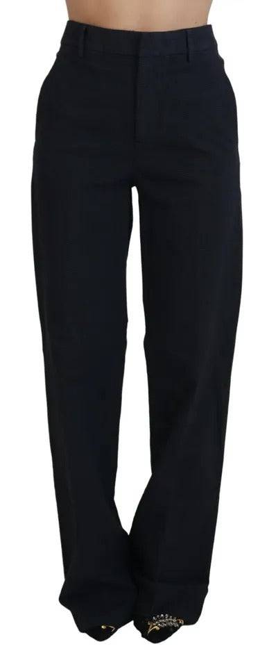 Pantalon droit à carreaux noirs taille haute Dsquared²