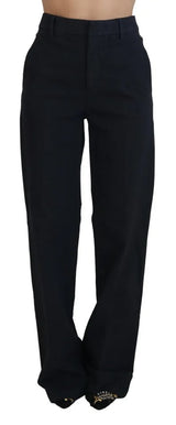 Pantalon droit à carreaux noirs taille haute Dsquared²