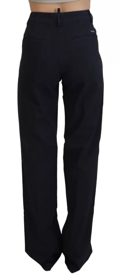 Dsquared² Zwarte geruite broek met hoge taille en rechte pijpen